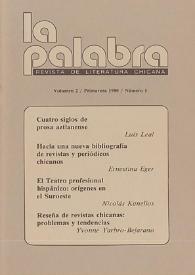 La Palabra : Revista de Literatura Chicana. Volumen II, núm. 1, Primavera de 1980 | Biblioteca Virtual Miguel de Cervantes