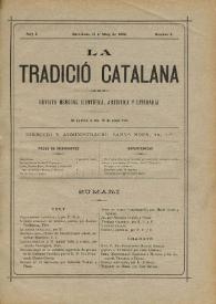 La Tradició Catalana : revista mensual científica, artística y literaria. Any I, nombre 2, 15 d'maig de 1893