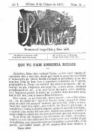 El Pare Mulet : semanari impolític y bóu solt. Añ I, núm. 2 (Dilluns 8 de Chiner de 1877)  [sic] | Biblioteca Virtual Miguel de Cervantes