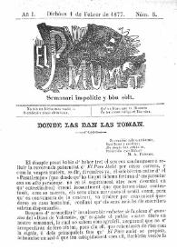 El Pare Mulet : semanari impolític y bóu solt. Añ I, núm. 5 (Dichóus 1 de Febrer de 1877) [sic] | Biblioteca Virtual Miguel de Cervantes