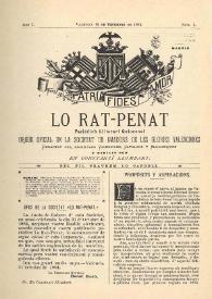 Lo Rat-Penat : Periódich Lliterari Quincenal. Any I, núm. 1 (15 de decembre de 1884)