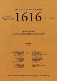 1616 : Anuario de la Sociedad Española de Literatura General y Comparada. Anuario X, 1996 | Biblioteca Virtual Miguel de Cervantes
