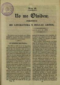 No me olvides. Núm. 36, 7 de enero de 1838 | Biblioteca Virtual Miguel de Cervantes