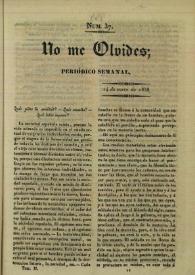 No me olvides. Núm. 37, 14 de enero de 1838 | Biblioteca Virtual Miguel de Cervantes
