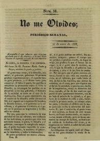 No me olvides. Núm. 38, 21 de enero de 1838 | Biblioteca Virtual Miguel de Cervantes