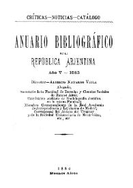 Anuario bibliográfico de la República Argentina. Año V, 1883 | Biblioteca Virtual Miguel de Cervantes