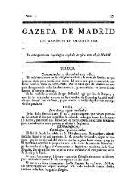 Gazeta de Madrid. 1808. Núm. 4, 12 de enero de 1808 | Biblioteca Virtual Miguel de Cervantes