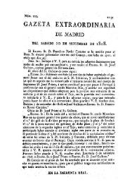Gazeta de Madrid. 1808. Núm. 122, Gazeta Extraordinaria 10 de septiembre de 1808 | Biblioteca Virtual Miguel de Cervantes