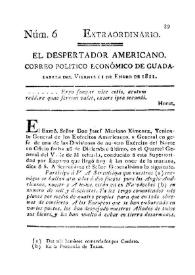 El Despertador Americano: correo político económico de Guadalajara. Núm. 6, viernes 11 de enero de 1811 | Biblioteca Virtual Miguel de Cervantes