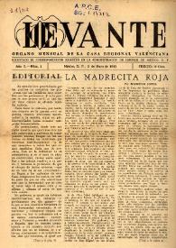 Levante (México D. F.) : Órgano Mensual de la Casa Regional Valenciana | Biblioteca Virtual Miguel de Cervantes