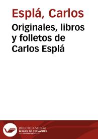 Portada:Originales, libros y folletos de Carlos Esplá