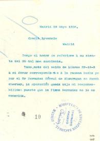 Carta de Rubén Darío a Director del Crédit Lyonnais | Biblioteca Virtual Miguel de Cervantes