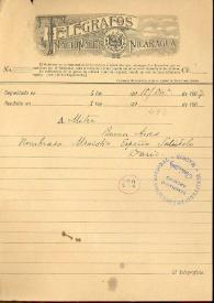 Telegrama de Rubén Darío a Bartolomé Mitre. Nicaragua, 18 de diciembre de 1907 | Biblioteca Virtual Miguel de Cervantes