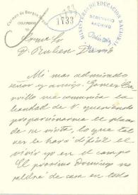 Carta de Carmen de Burgos a Rubén Darío. Villemomble (París), 30 de junio de 1911 | Biblioteca Virtual Miguel de Cervantes