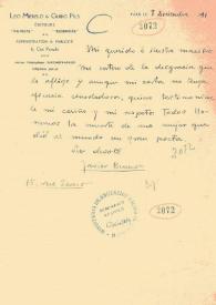 Carta de Bueno, Javier | Biblioteca Virtual Miguel de Cervantes
