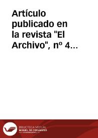 Artículo publicado en la revista "El Archivo", nº 4 del 27 de Mayo de 1886, pág. 31 sobre el hallazgo en Jávea  de un bajo relieve de mármol | Biblioteca Virtual Miguel de Cervantes