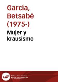 Mujer y krausismo / Betsabé  García | Biblioteca Virtual Miguel de Cervantes