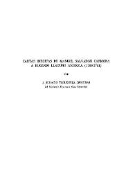 Cartas inéditas de Manuel Salvador Carmona a Eugenio Llaguno Amírola (1780-1781) / por J. Ignacio Tellechea Idígoras | Biblioteca Virtual Miguel de Cervantes