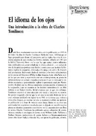 El idioma de los ojos : Una introducción a la obra de Charles Tomlinson / Jordi Doce | Biblioteca Virtual Miguel de Cervantes