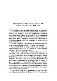 Tratamiento de "excelencia" al Ayuntamiento de Aracena / Natalio Rivas | Biblioteca Virtual Miguel de Cervantes