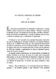 La política científica en España / por José Luis Arrese | Biblioteca Virtual Miguel de Cervantes