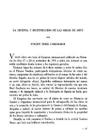 La defensa y recuperación de las obras de arte / por Enrique Pérez Comendador | Biblioteca Virtual Miguel de Cervantes