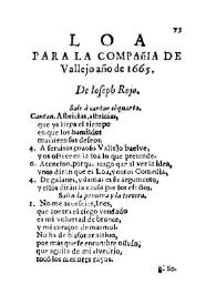 Portada:Loa para la Compañia de Vallejo año de 1665 / De Ioseph Rojo