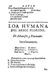 Loa humana del arbol florido / De Monteser, y Diamante | Biblioteca Virtual Miguel de Cervantes