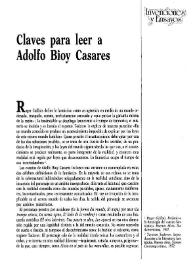 Claves para leer a Adolfo Bioy Casares / Graciela Scheines | Biblioteca Virtual Miguel de Cervantes