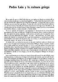 Pedro Laín y la cultura griega / Antonio Tovar | Biblioteca Virtual Miguel de Cervantes