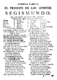 Comedia famosa. El principe de los montes, Segismundo / De Don Pedro Calderon de la Barca | Biblioteca Virtual Miguel de Cervantes