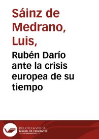Rubén Darío ante la crisis europea de su tiempo / Luis Sáinz de Medrano Arce | Biblioteca Virtual Miguel de Cervantes