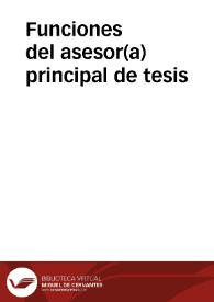 Funciones del asesor(a) principal de tesis | Biblioteca Virtual Miguel de Cervantes