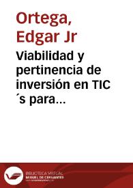 Viabilidad  y pertinencia de  inversión en TIC´s para Escuelas Preparatorias Oficiales | Biblioteca Virtual Miguel de Cervantes