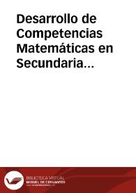 Desarrollo de Competencias Matemáticas en Secundaria Usando la Técnica de Aprendizaje Orientado en Proyectos | Biblioteca Virtual Miguel de Cervantes
