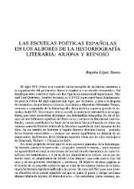 Las escuelas poéticas españolas en los albores de la historiografía literaria : Arjona y Reinoso / Begoña López Bueno | Biblioteca Virtual Miguel de Cervantes
