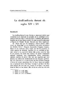 La similicadència durant els segles XIV i XV / Lluís Gimeno Betí | Biblioteca Virtual Miguel de Cervantes