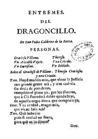 Entremes. Del dragoncillo / De Don Pedro Calderon de la Barca | Biblioteca Virtual Miguel de Cervantes