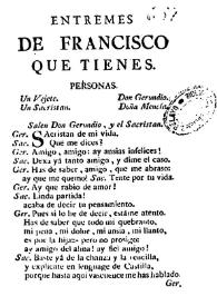 Entremes de Francisco que tienes | Biblioteca Virtual Miguel de Cervantes