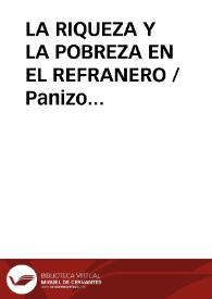 LA RIQUEZA Y LA POBREZA EN EL REFRANERO / Panizo Rodriguez, Juliana | Biblioteca Virtual Miguel de Cervantes