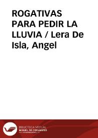 ROGATIVAS PARA PEDIR LA LLUVIA / Lera De Isla, Angel | Biblioteca Virtual Miguel de Cervantes