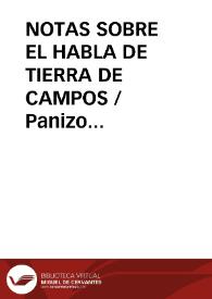 NOTAS SOBRE EL HABLA DE TIERRA DE CAMPOS / Panizo Rodriguez, Juliana | Biblioteca Virtual Miguel de Cervantes