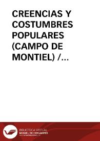 CREENCIAS Y COSTUMBRES POPULARES (CAMPO DE MONTIEL) / Villar Esparza, Carlos | Biblioteca Virtual Miguel de Cervantes