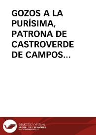 GOZOS A LA PURÍSIMA, PATRONA DE CASTROVERDE DE CAMPOS (ZAMORA) / Villar Herrero, Sarvelio | Biblioteca Virtual Miguel de Cervantes