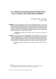 La unidad de razonamiento práctico en la teoría del discurso jurídico / José Manuel Cabra Apalategui | Biblioteca Virtual Miguel de Cervantes