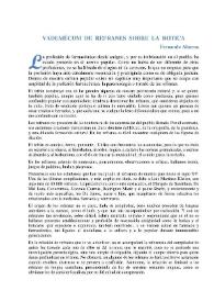 Vademécum de refranes sobre la botica / Fernando Almena | Biblioteca Virtual Miguel de Cervantes