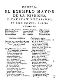 Comedia. El exemplo mayor de la desdicha, y Capitan Belisario / De Lope de Vega Carpio | Biblioteca Virtual Miguel de Cervantes