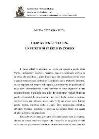 Cervantes e l'Italia. Un furto di parole in corso / Maria Caterina Ruta | Biblioteca Virtual Miguel de Cervantes