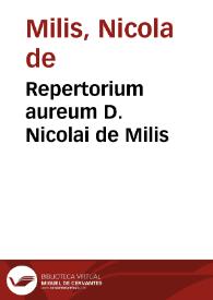 Repertorium aureum D. Nicolai de Milis | Biblioteca Virtual Miguel de Cervantes