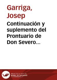 Continuación y suplemento del Prontuario de Don Severo Aguirre | Biblioteca Virtual Miguel de Cervantes